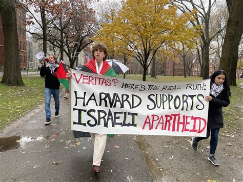 Protesters hold demonstration at Harvard University in support of Palestinians in Gaza 